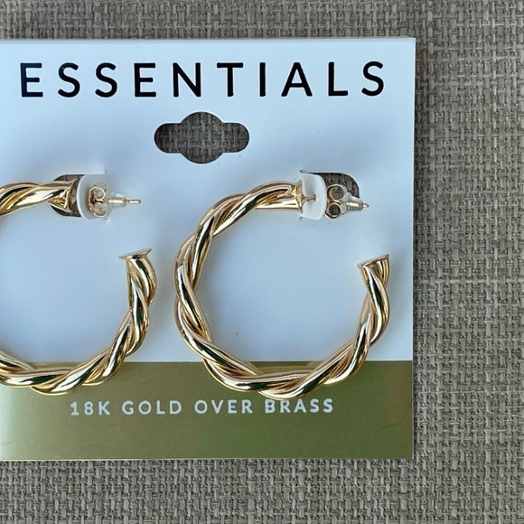 Essentials Women Earrings 18K Plated Gold Tone Ear Jewelry Hoop Earrings $50 - Picture 2 of 10